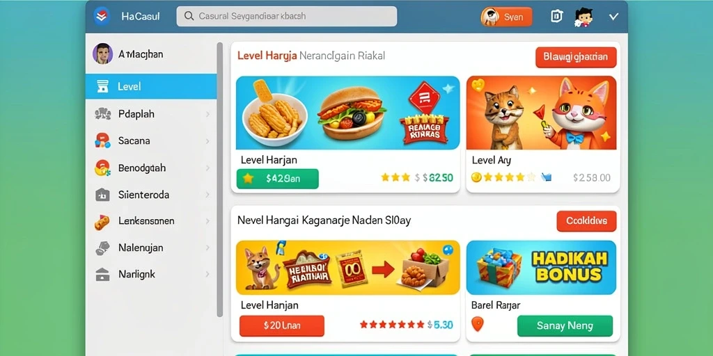 Screenshot 1 menunjukkan tampilan antarmuka utama permainan.